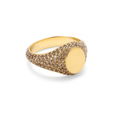 Sig Oval Ring | Pave | Cognac Diamonds | Yellow Gold