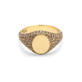 Sig Oval Ring | Pave | Cognac Diamonds | Yellow Gold