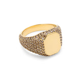 Sig Rectangle Ring | Pave | Cognac Diamonds | Yellow Gold